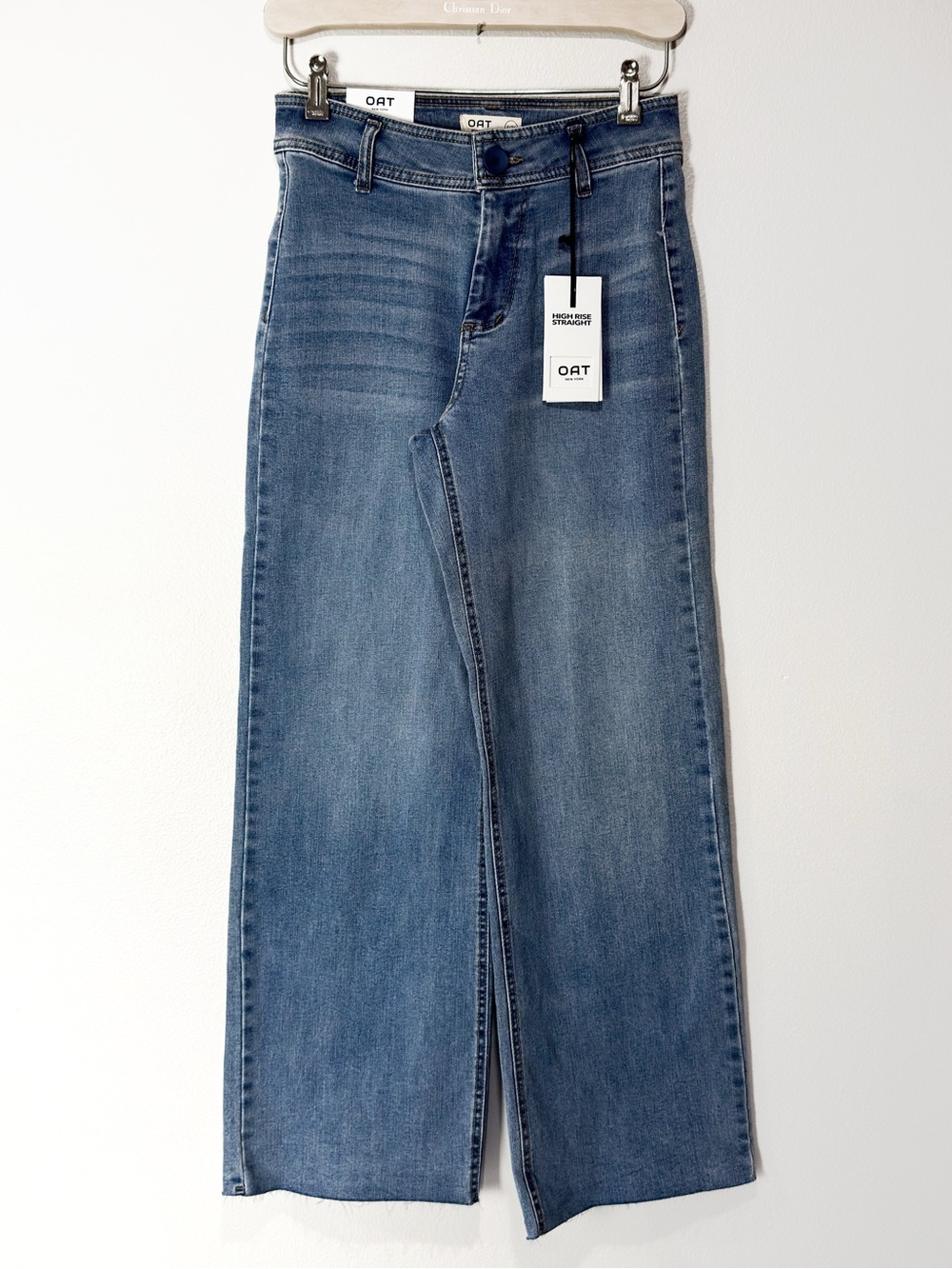 OAT New York High Rise Straight Leg Raw Hem Jeans Women's Size 2/26 NWT